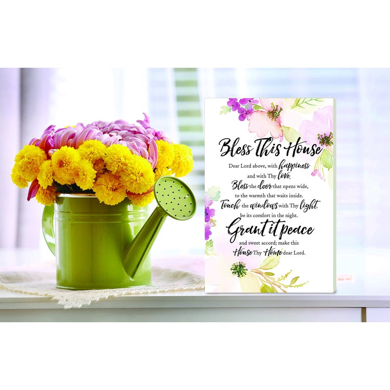 DEXSA Bless This House Wood Plaque with Inspiring Quotes 6"x9" - Elegant Frame Wall & Tabletop Decoration | Easel & Hanging Hook | Christian Family Religious Home Decor Saying | Made in the USA - Image 2